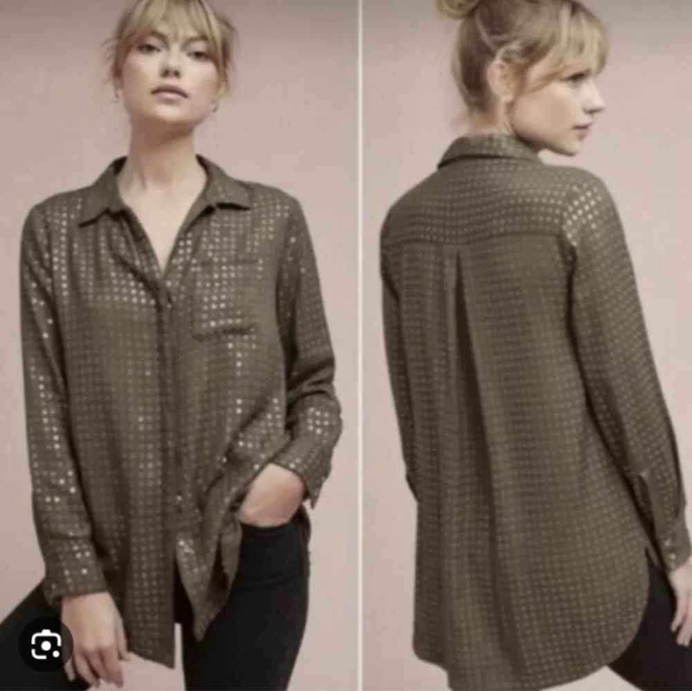 Maeve Sequin Button-Downs Long Sleeve - image 1